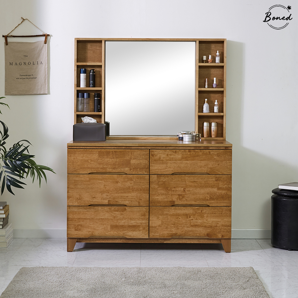 올리비아 3단 와이드 화장대 광폭 옷 원목 선반 서랍장 1200