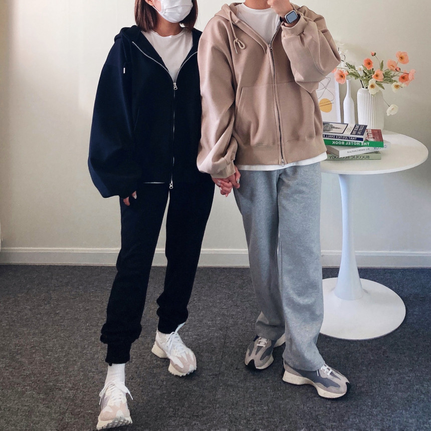 [당일출고] 커플 투웨이 크롭 오버핏 벌룬 후드 집업 남자 무지 헤비 모자큰 후드티 이쁜곳 상세 이미지 107