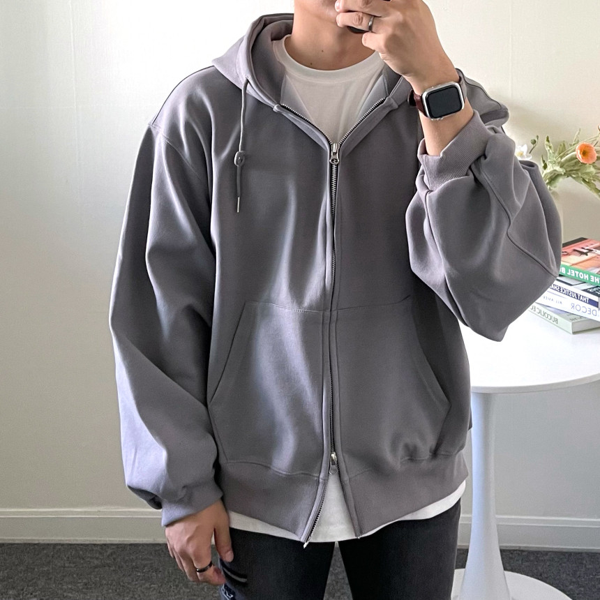 [당일출고] 커플 투웨이 크롭 오버핏 벌룬 후드 집업 남자 무지 헤비 모자큰 후드티 이쁜곳 상세 이미지 69