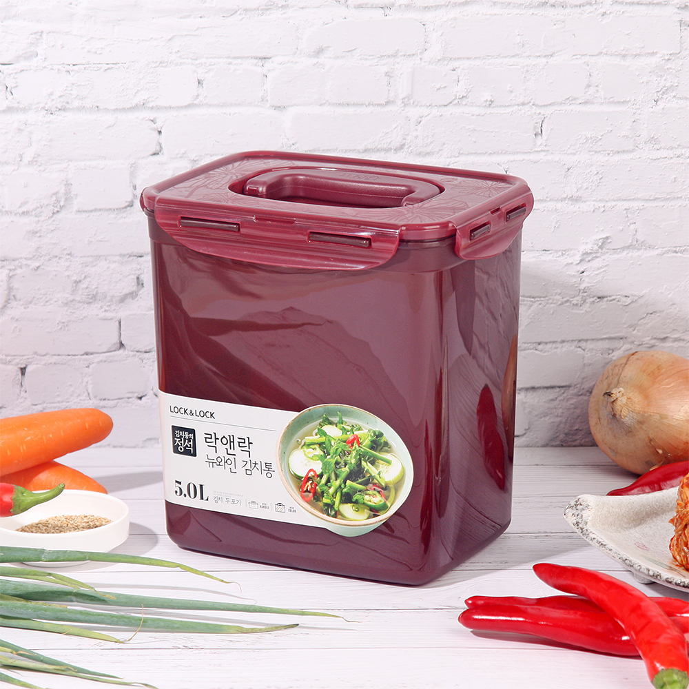 락앤락 뉴와인 원핸들 김치통 4.5L / 투핸들 김치통 10L 12L - 상세 이미지 4