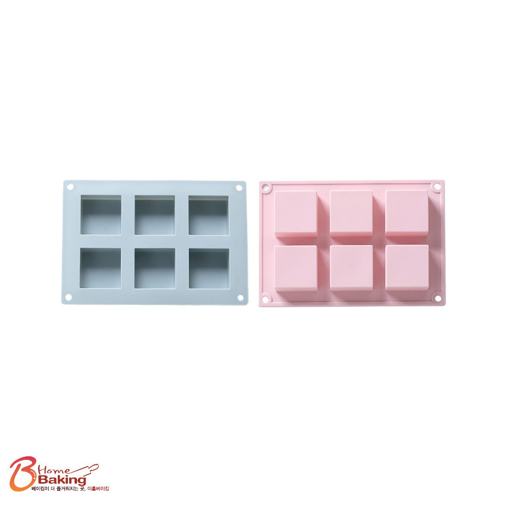 실리콘몰드큐브틀6구 5x2.5cm 랜덤1개 미니 브라우니 얼음 양갱 사탕 젤리 - 상품 이미지