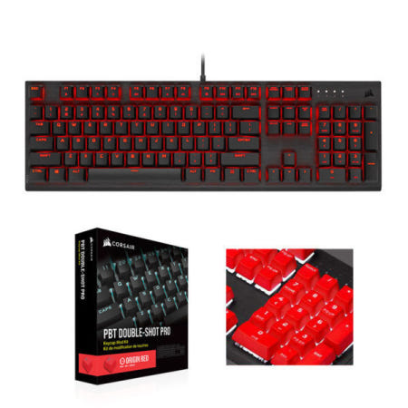 커세어 K60 PRO LED 기계식 키보드 비올라축 ＋ PBT 이중사출 프로 한글 키캡 레드