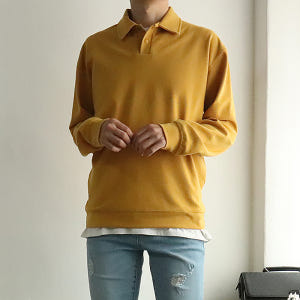 카라맨투맨 오버핏 커플 맨투맨 남자카라티 착용 후기 | 사이즈/핏 총정리 - 상품 이미지 1