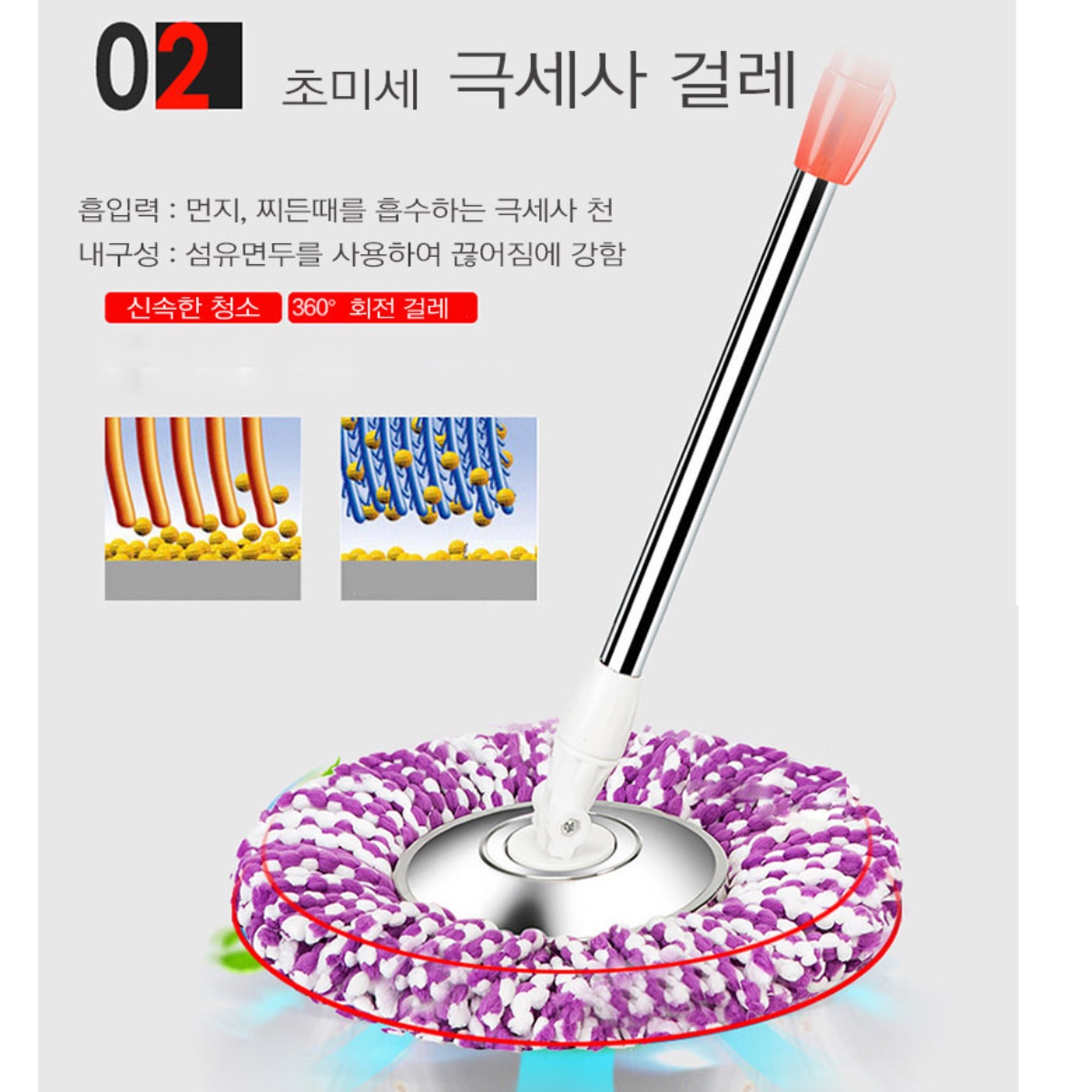 수동 물 걸레 청소기 동글이청소기 통도리 돌돌이 통 빙글이 대 탈수기 무전력 - 상세 이미지 3