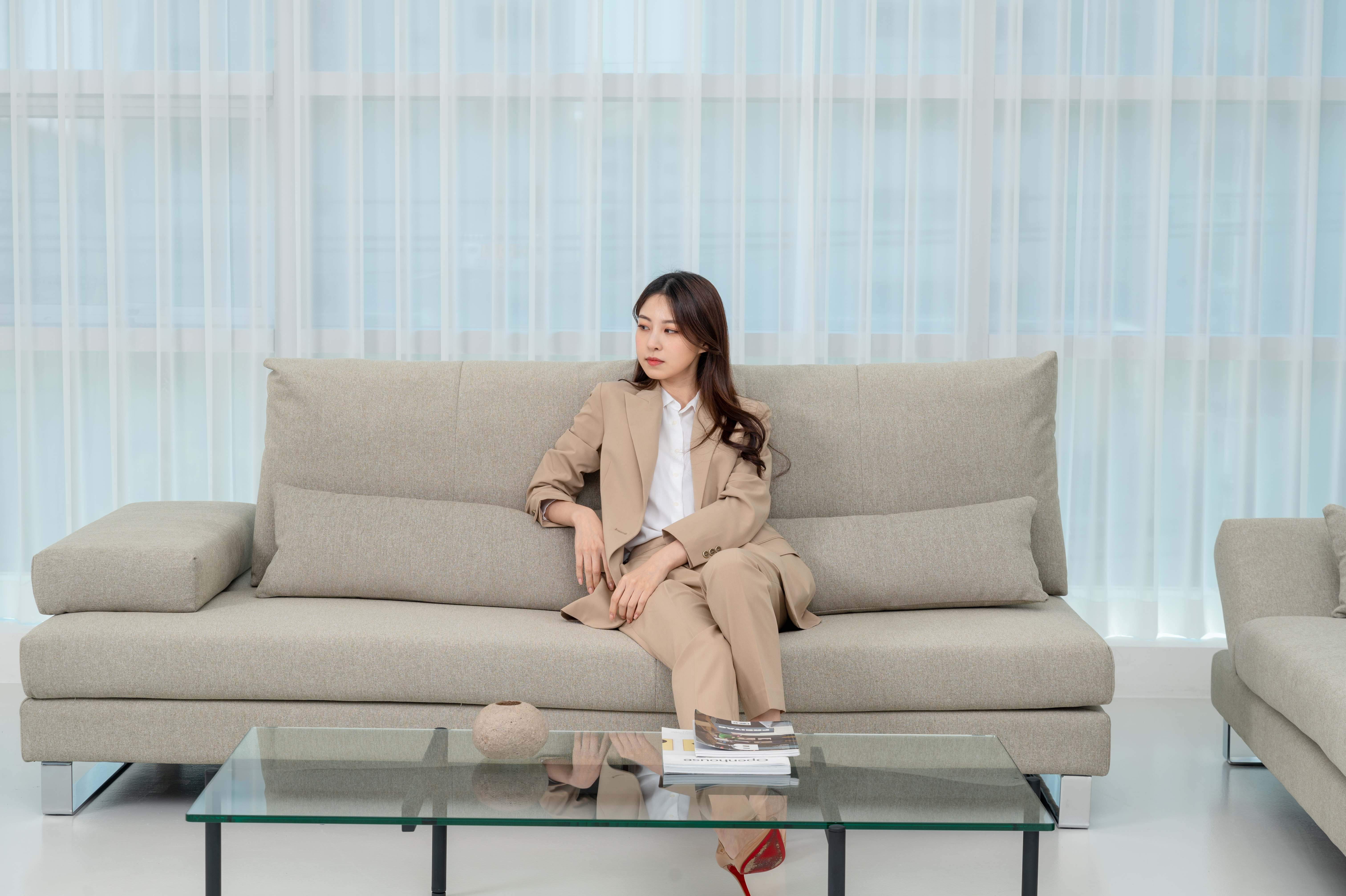 [투명강화유리] CH5 소파테이블 사각강화유리크롬테이블