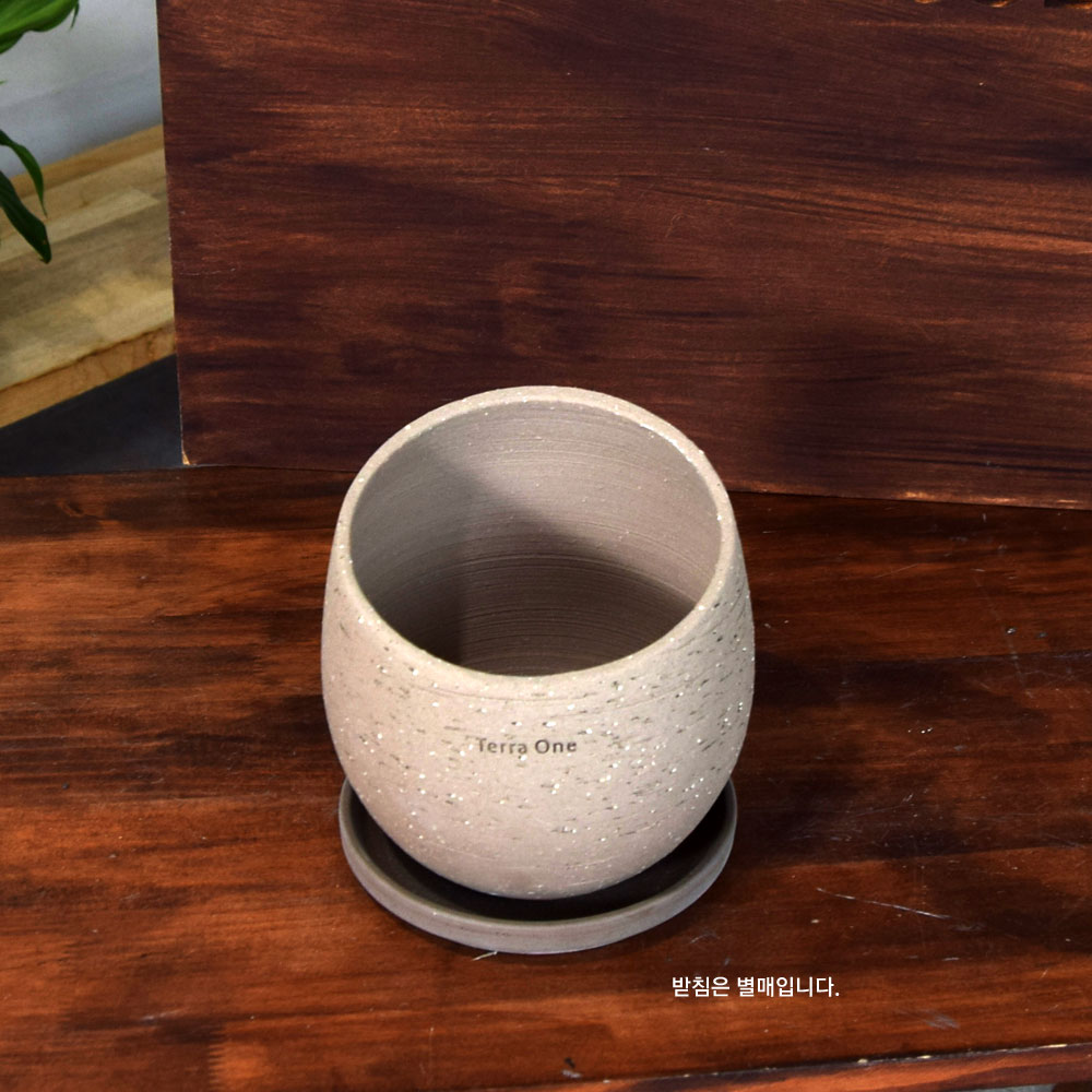 베하몰 테라원 프리미엄 수제토분 N105 13x17cm 에단그레이 사선반원 - 상세 이미지 4