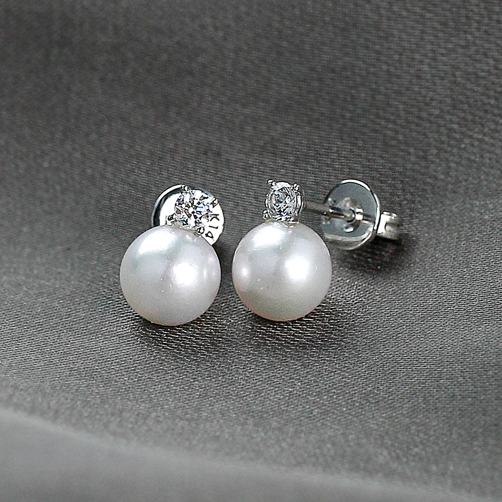 1부 다이아 진주 귀걸이 랩 아코야 8미리 천연 해수 여자 친구 생일 기념일 선물