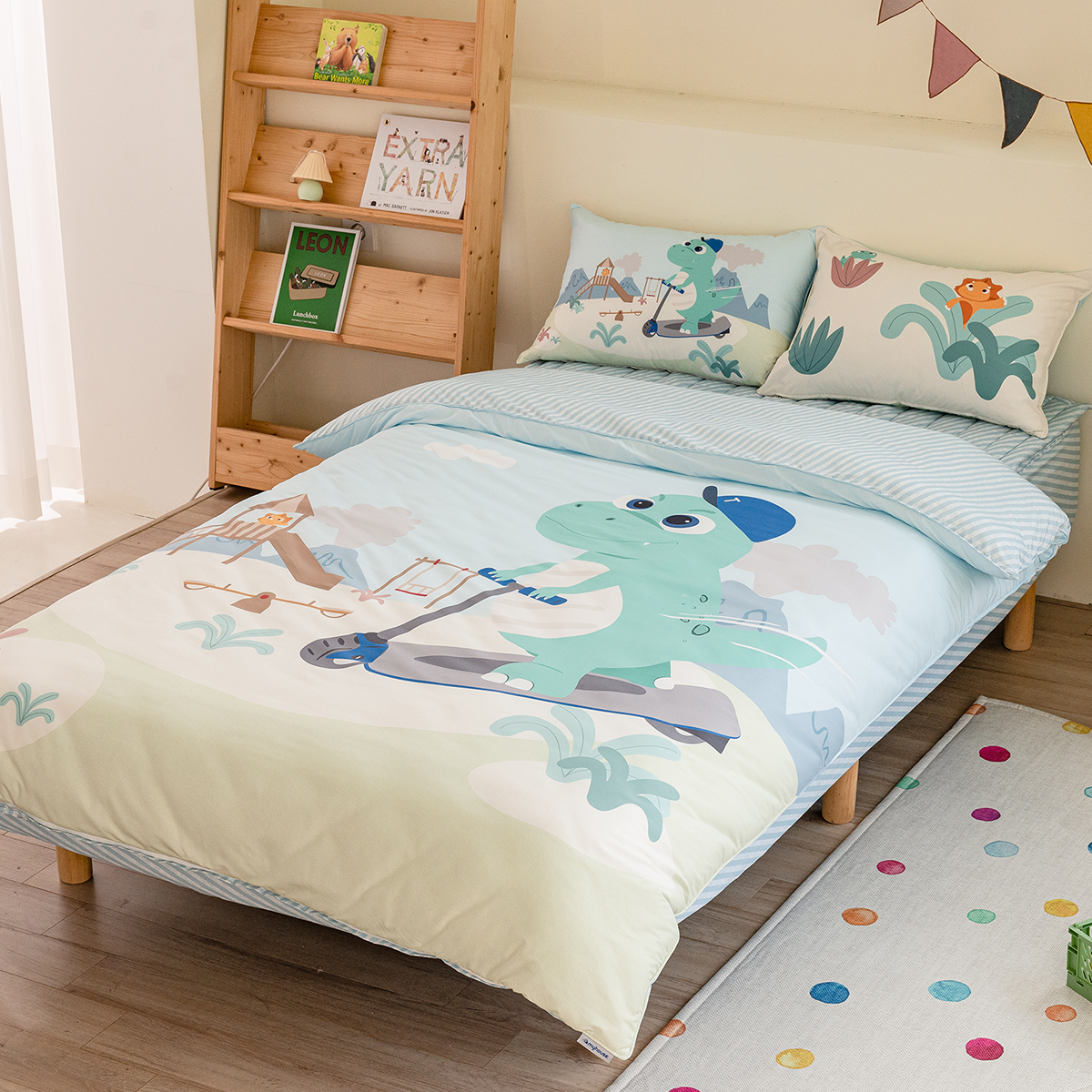 키즈 알러지 사계절 무봉제 누빔 이불커버 베개세트 맥스보드 (공룡), S.SS(싱글.슈퍼싱글겸용)