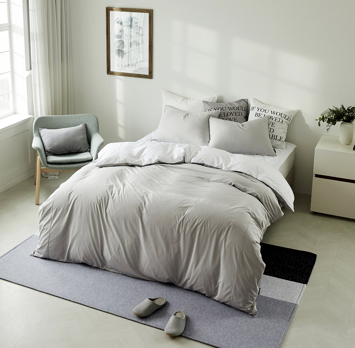 호텔침구 모달60수 이불세트 겨울 알러지케어 사계절 신혼 화이트 이불세트 Q