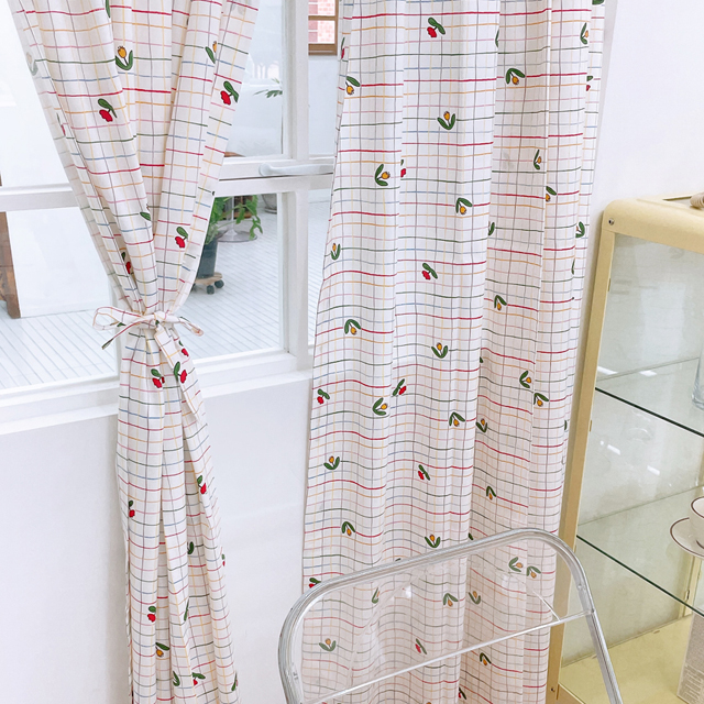 엘리스튤립 커튼 아이방 안방 베란다 가리개 가림막 창문 주방 봉집 화이트 120cm이하