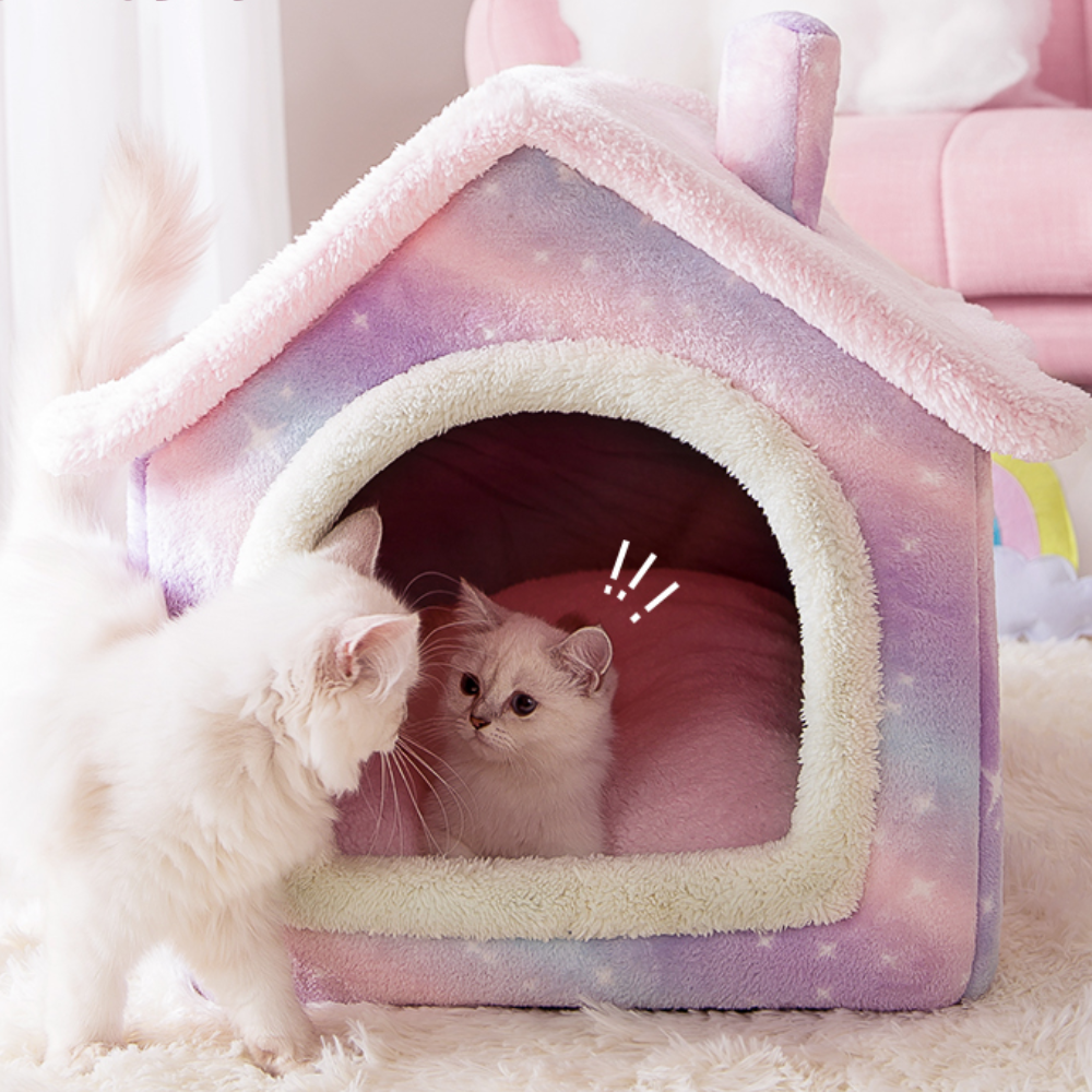 강아지 하우스 고양이 숨숨집 텐트 침대 동굴집 세모지붕하우스 회색 중형