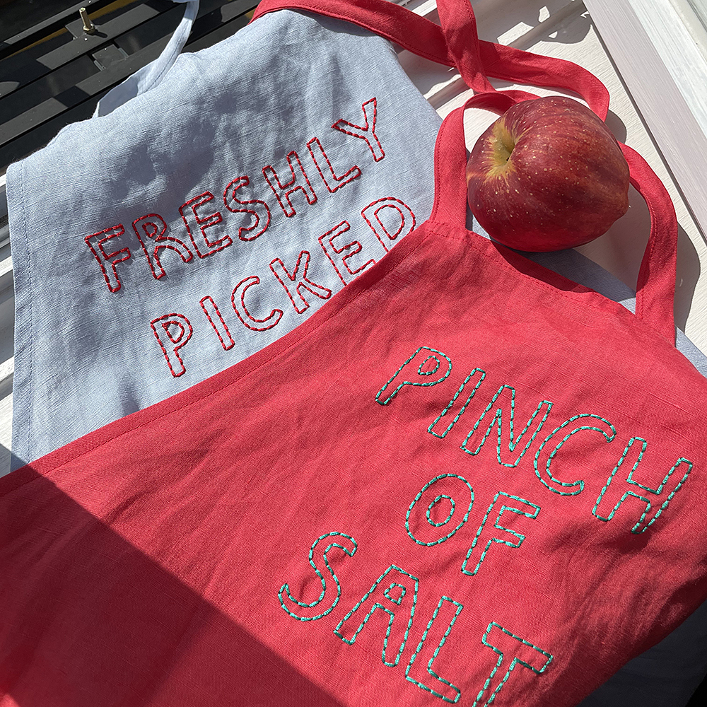 3 color 스티치 린넨 앞치마