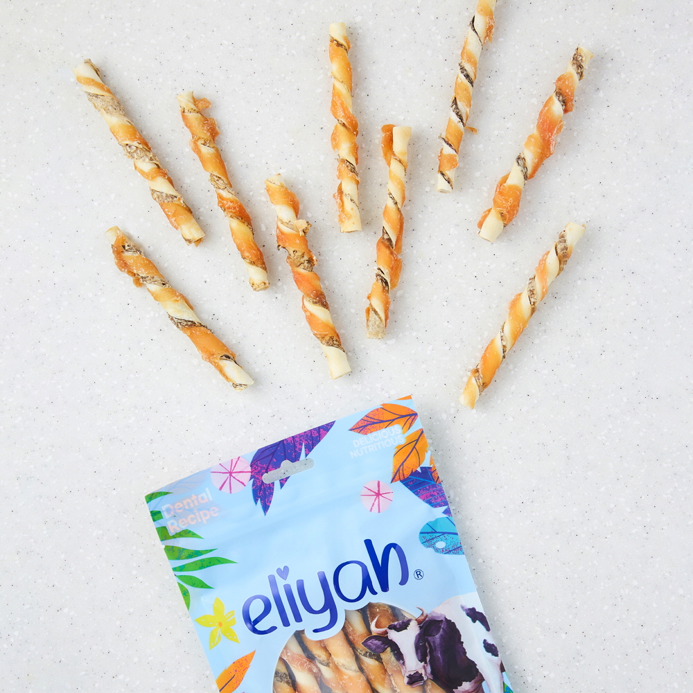 엘리야 트리플미트 강아지 치석 냄새 제거 간식 양치 우유 덴탈 껌 개껌 100G