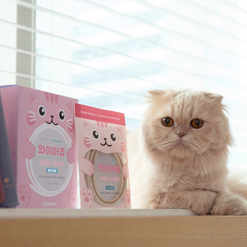 캣츠모리 와이어츄 고양이껌 덴탈껌 양치껌 치석제거 간식 닭고기, 105g, 1개