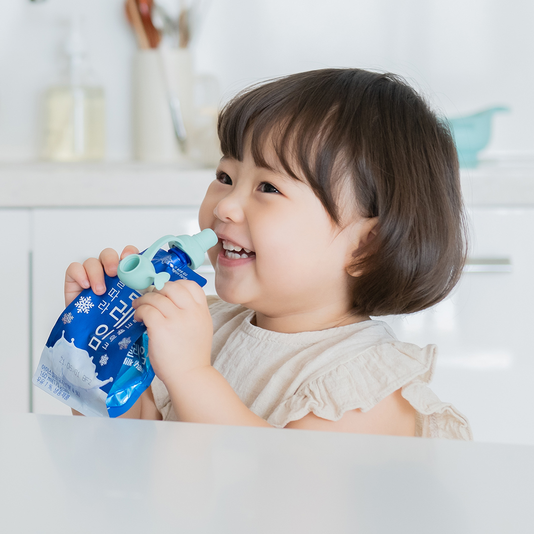 퍼기 유아 이유식 파우치토퍼 음료 흘림방지 고래캡 핑크 민트 2p