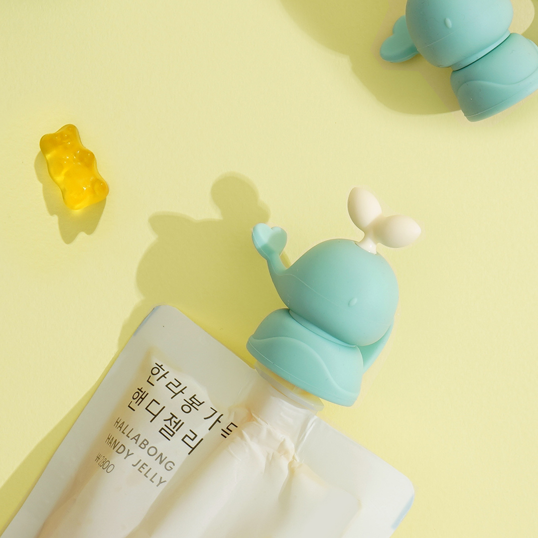 퍼기 유아 이유식 파우치토퍼 음료 흘림방지 고래캡 핑크 민트 2p