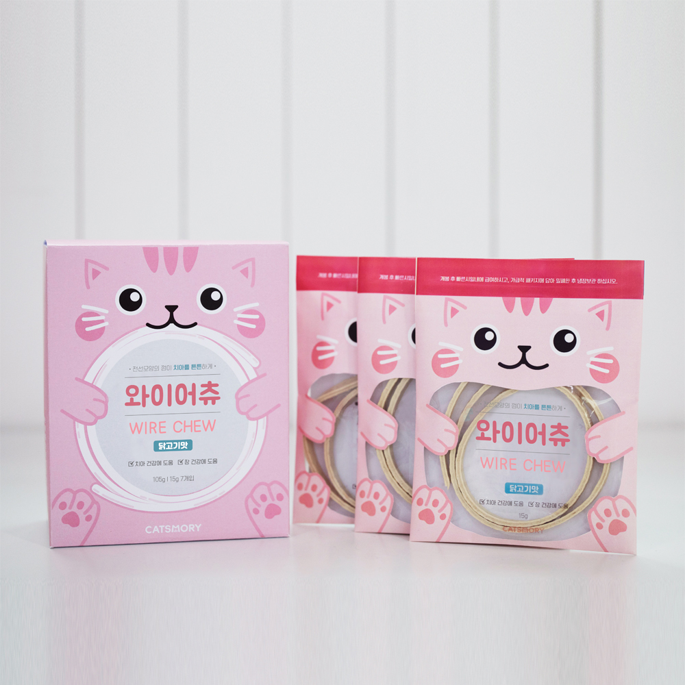 캣츠모리 와이어츄 고양이껌 덴탈껌 양치껌 치석제거 간식 닭고기, 105g, 1개