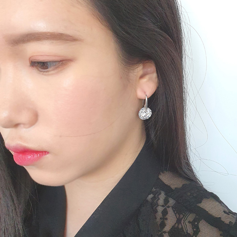 야랑쥬얼리 925 실버 12mm 큐빅 훅이어링 - 상세 이미지 2