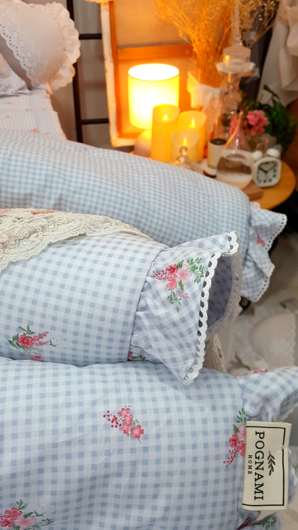 오월 꽃 체크무늬 겨울 차렵이불 세트 슈퍼싱글 퀸사이즈