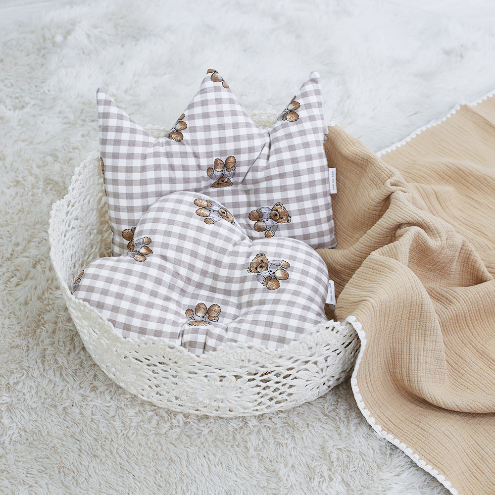 사계절 아기 베개 유아 신생아 짱구 필로우 목베개 쿠션 캔디 멜란체크돗테디 브라운