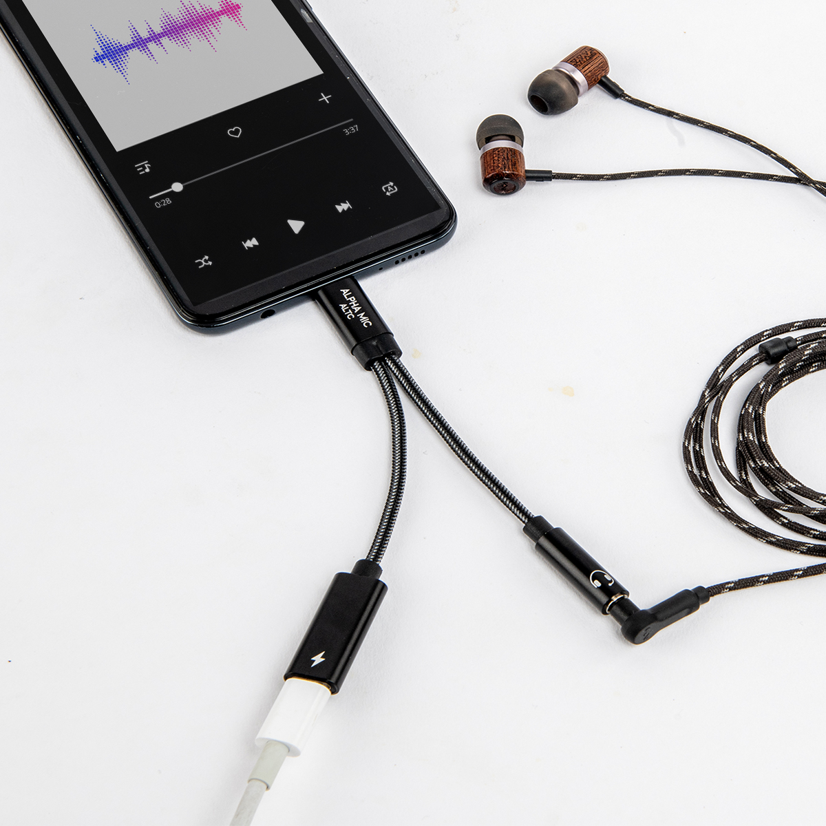 알파믹 C타입 이어폰 마이크 연결 변환 고속 충전 듀얼 젠더 USB Cto3.5 스마트폰 - 상세 이미지 4