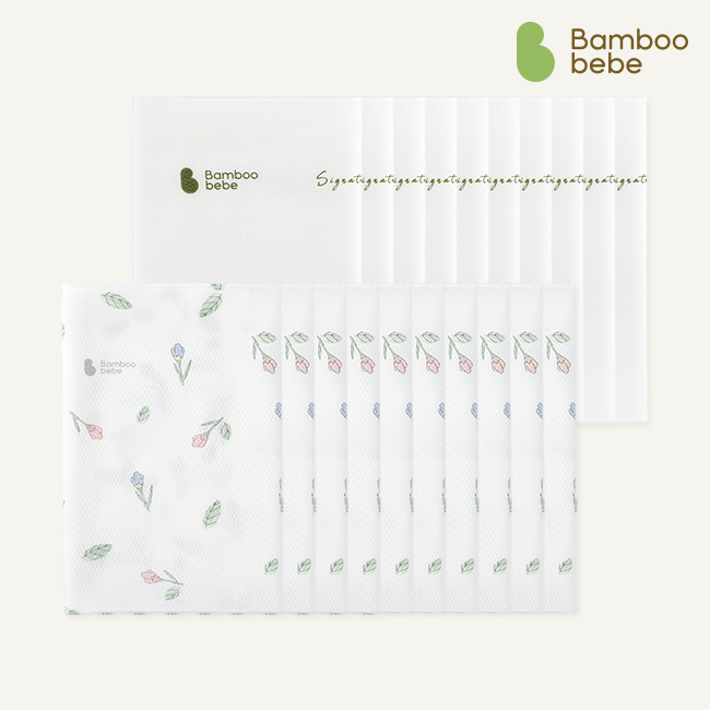 [밤부베베] 시그니처 손수건 세트 (엠보 퓨어 10p + 엠보 꽃망울 10p)