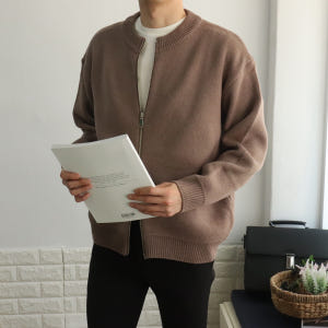 두꺼운 울 오버핏 캐주얼 시보리 스판 노카라 라운드 투 웨이 헨리넥 집업... 착용 후기 | 사이즈/핏 총정리 - 상품 이미지 4