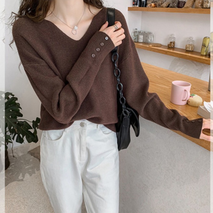 여성 블랙 티셔츠 자켓 이너 티 아이보리 그레이 브라운 브이넥 여자 루즈핏 쫄티 나그랑 - 상세 이미지 2