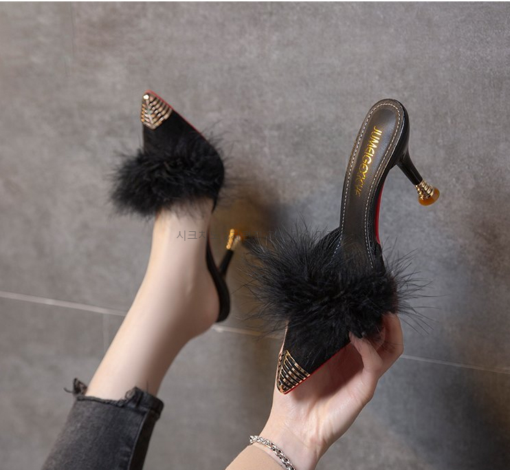 215-250 로피체 6,9cm 스웨이드 퍼 뮬 구두 힐 3color 상세 이미지 19