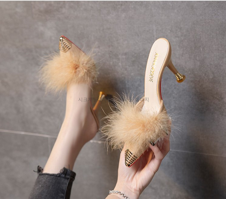 215-250 로피체 6,9cm 스웨이드 퍼 뮬 구두 힐 3color 상세 이미지 15