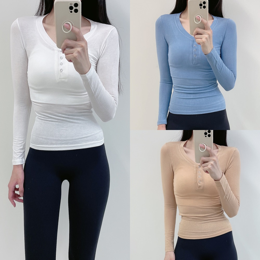 로라벨 도이 시스 긴팔 필라테스복 요가복 상의 필라테스 커버업 티셔츠 탑 옷 운동복 - 상세 이미지 3