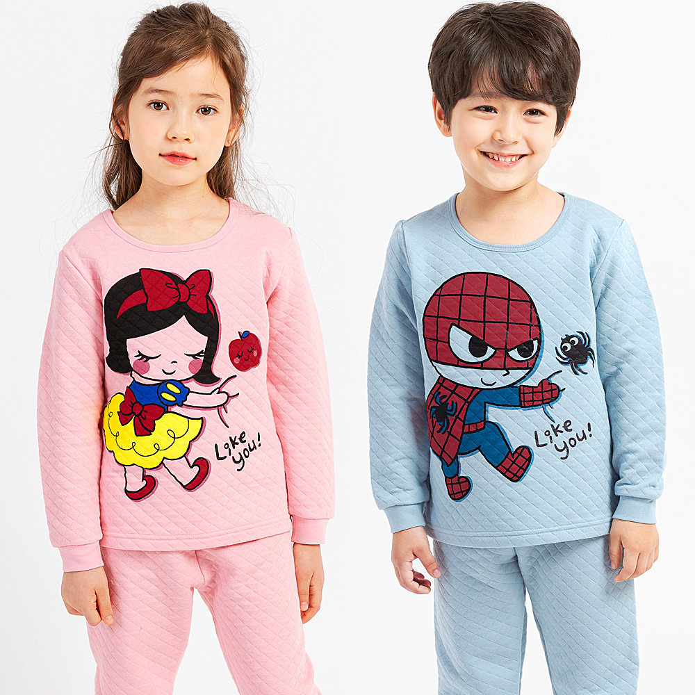 국산 유아동 겨울내의 아기 주니어 삼중지 누빔보온내복