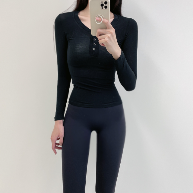 로라벨 도이 시스 긴팔 필라테스복 요가복 상의 필라테스 커버업 티셔츠 탑 옷 운동복 - 메인 이미지