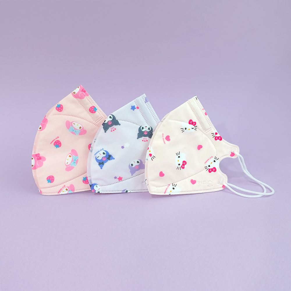 어린숨 산리오 어린이 마스크 30매 유아 아동 초등학생 소형 캐릭터 헬로키티 패턴