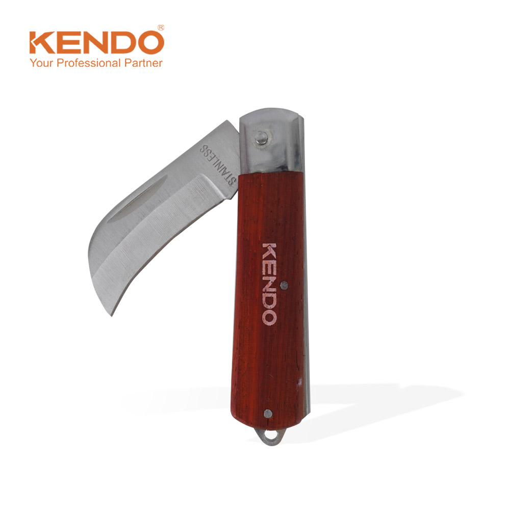 KENDO 곡선형 우드 전공칼 200mm 30673N 전선 피복제거 접이식 다용도칼 - 메인 이미지