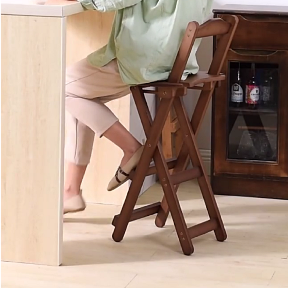 원목 홈바의자 우드 접이식 의자 빠 스툴 등받이 가정용 아일랜드 식탁 바 체어