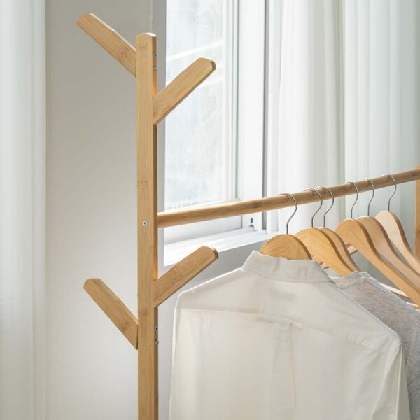 이동식 원목 스탠드 옷걸이 좁은집 낮은 수납 선반 행거 60cm - 상세 이미지 4