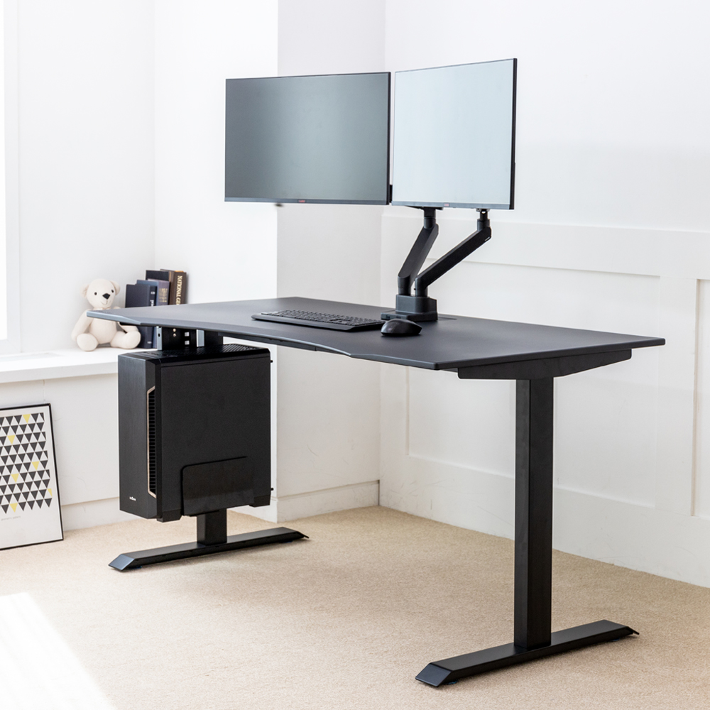 루나랩 컴퓨터책상 거실 서재 1인용 게이밍 책상 블랙커브1500 기사설치