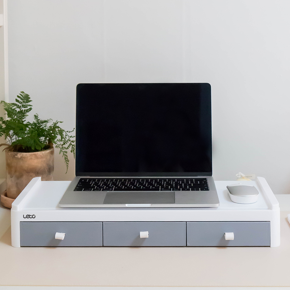 레토 서랍형 듀얼 모니터 받침대 스탠드 2단 LMS-DT08