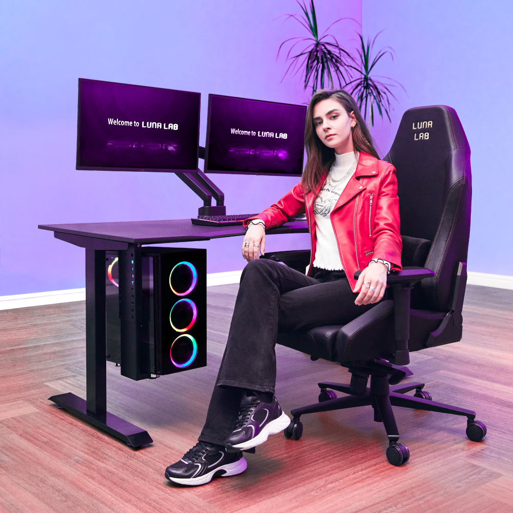 루나랩 컴퓨터책상 거실 서재 1인용 게이밍 책상 블랙커브1500 기사설치