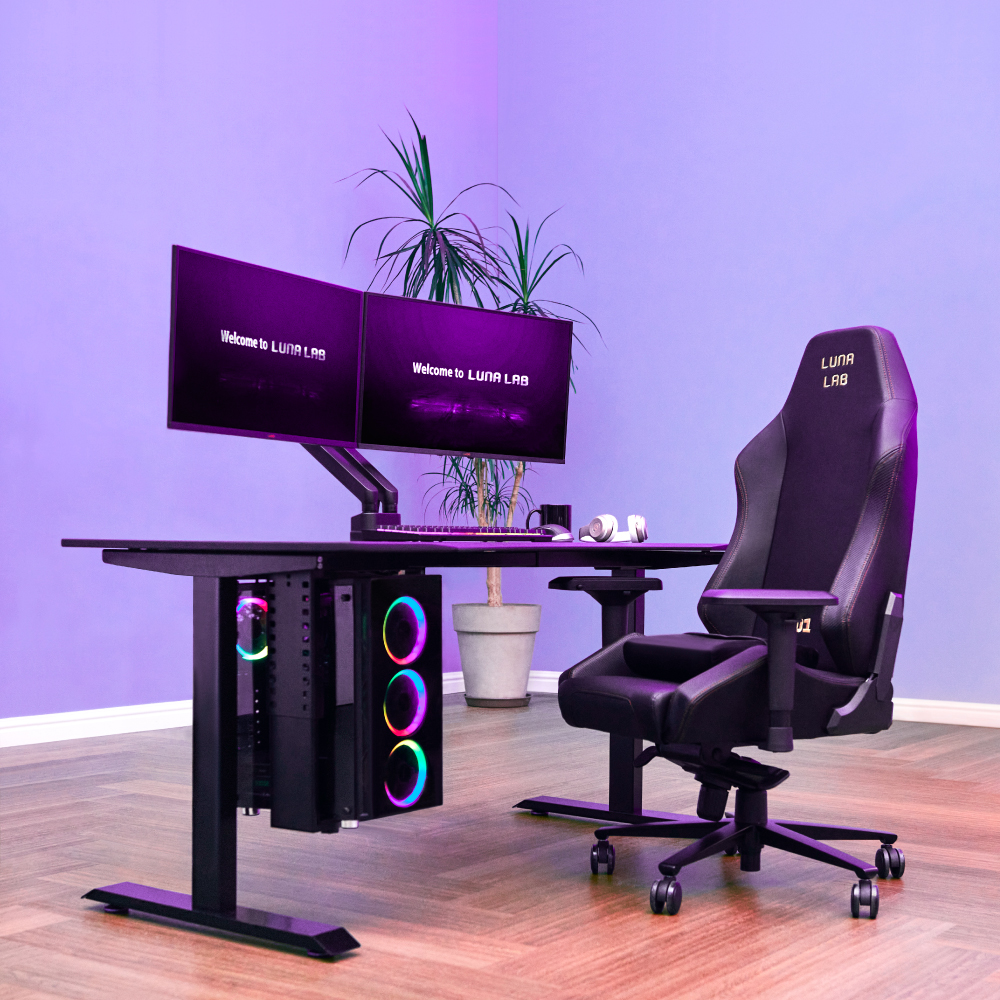 루나랩 컴퓨터책상 거실 서재 1인용 게이밍 책상 블랙커브1500 기사설치