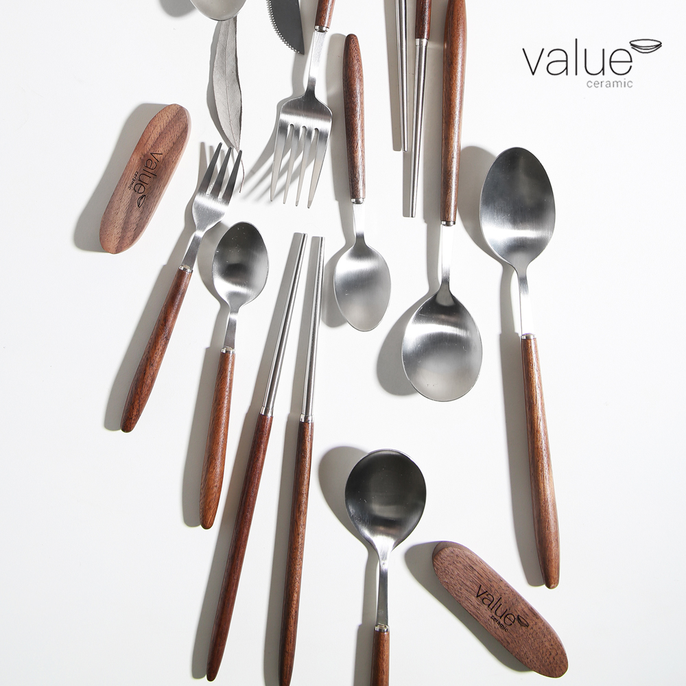 우드감성 벨류 디니스 월넛 커트러리 수저 포크 디너나이프