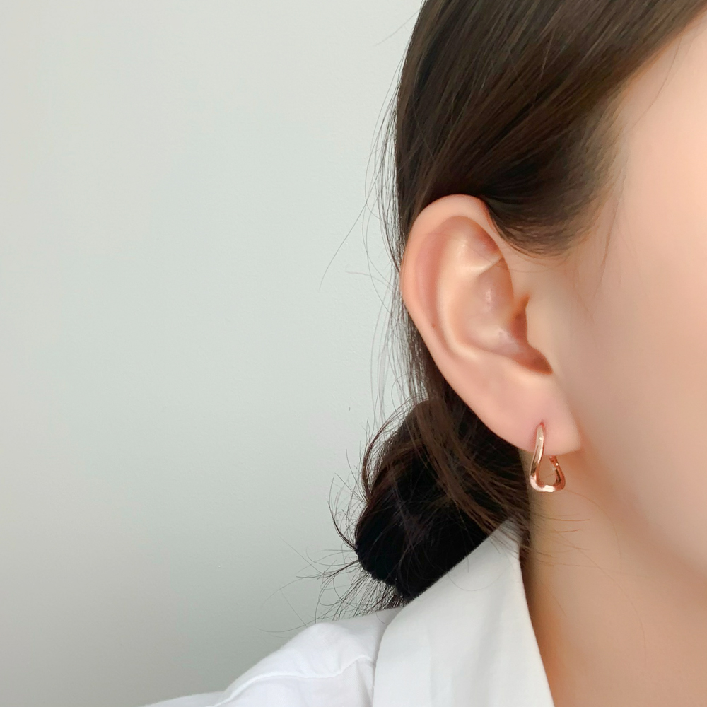 실버925 라운드 꼬임 원터치 링 귀걸이 - 상세 이미지 2