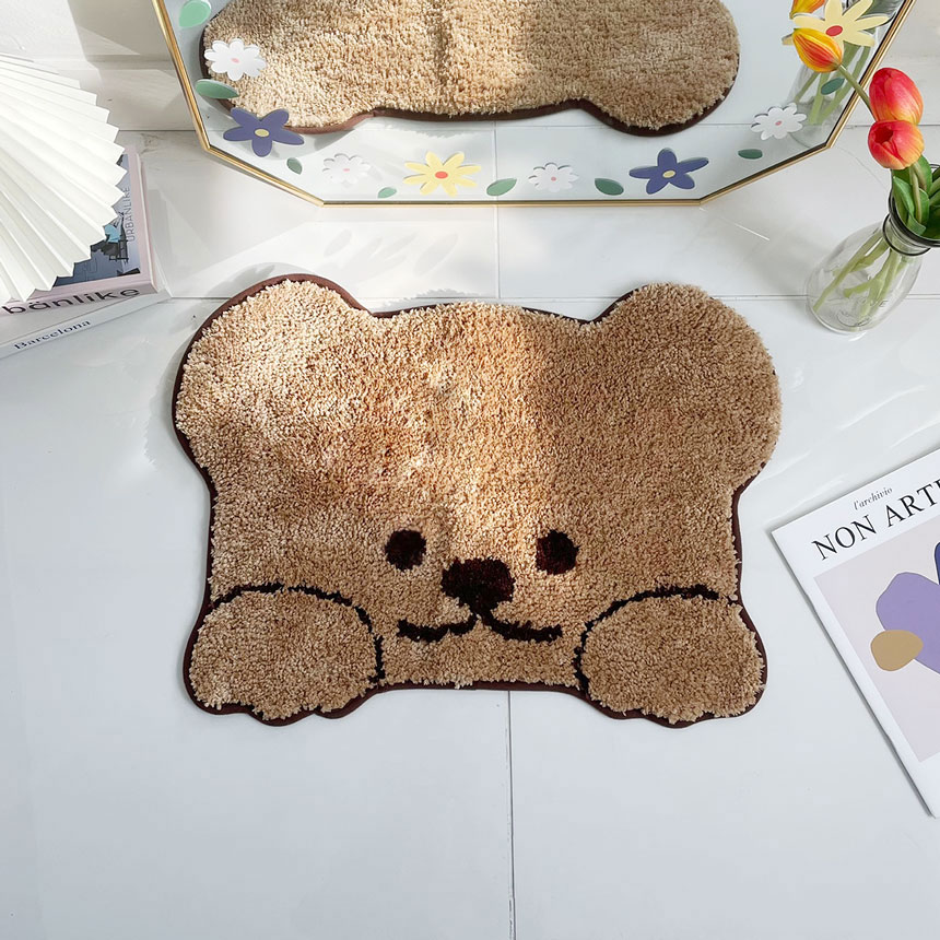 자체제작 귀여운 곰돌이 발매트 주방 현관 매트 미니 러그제작 생일 선물 2color