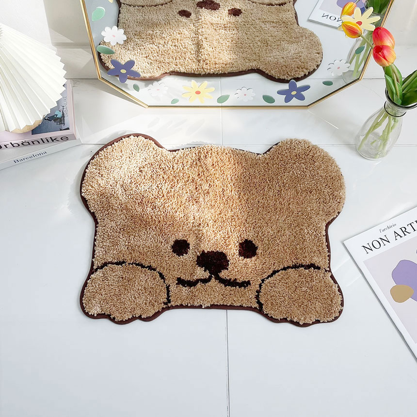 자체제작 귀여운 곰돌이 발매트 주방 현관 매트 미니 러그제작 생일 선물 2color
