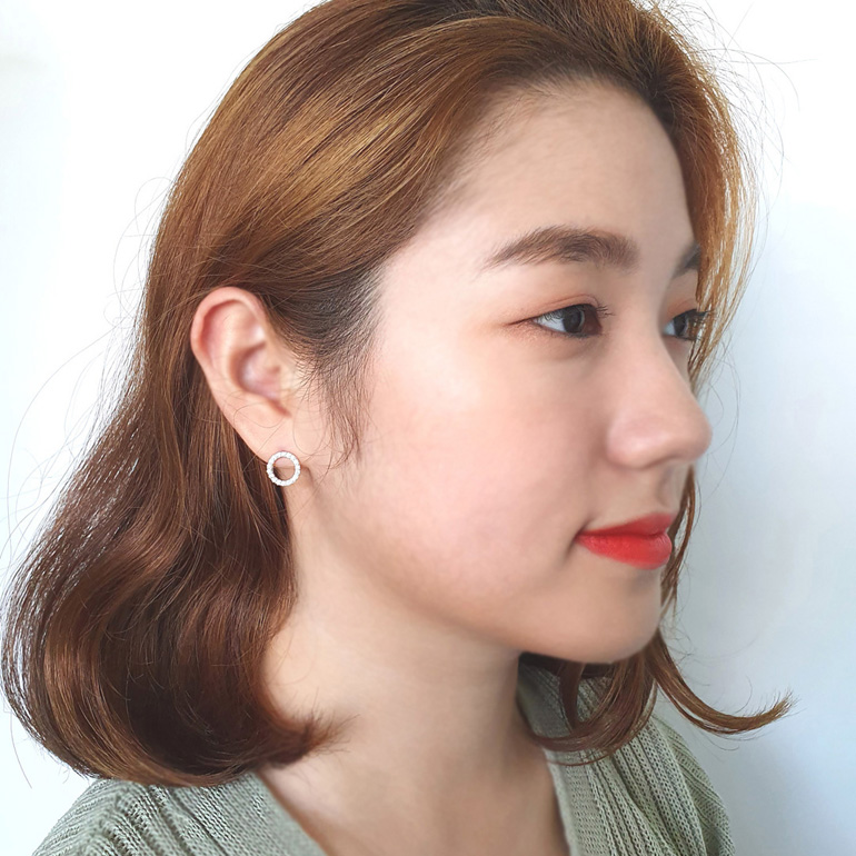 야랑쥬얼리 925 실버 라운드 큐빅 귀걸이 이미지 7