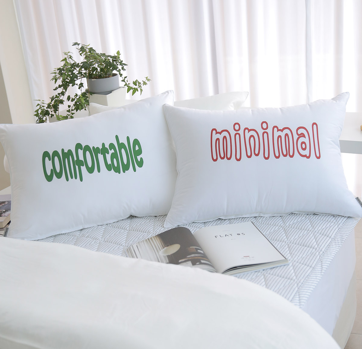 베개커버 알러지케어 레터링 MC 코디 누빔 베개커버 5070