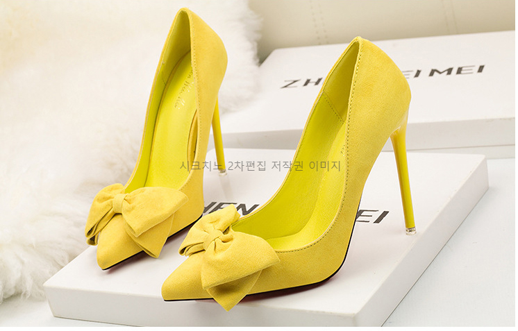 레시스 11cm 스웨이드 리본 구두 하이힐 6color 상세 이미지 10