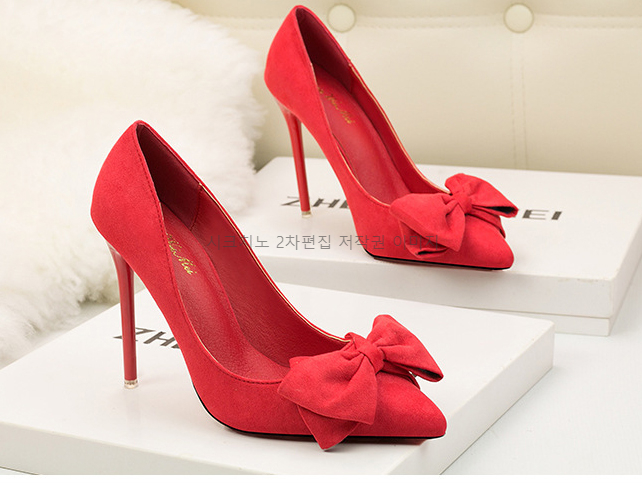 레시스 11cm 스웨이드 리본 구두 하이힐 6color 상세 이미지 4