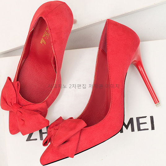 레시스 11cm 스웨이드 리본 구두 하이힐 6color 상세 이미지 3